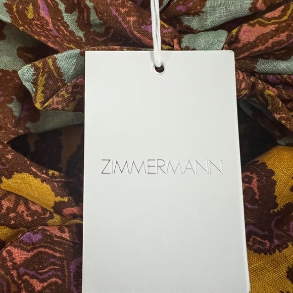 NWT Zimmermann Cold-shoulder knotted paisley-print linen mini dress - Picture 2 of 7